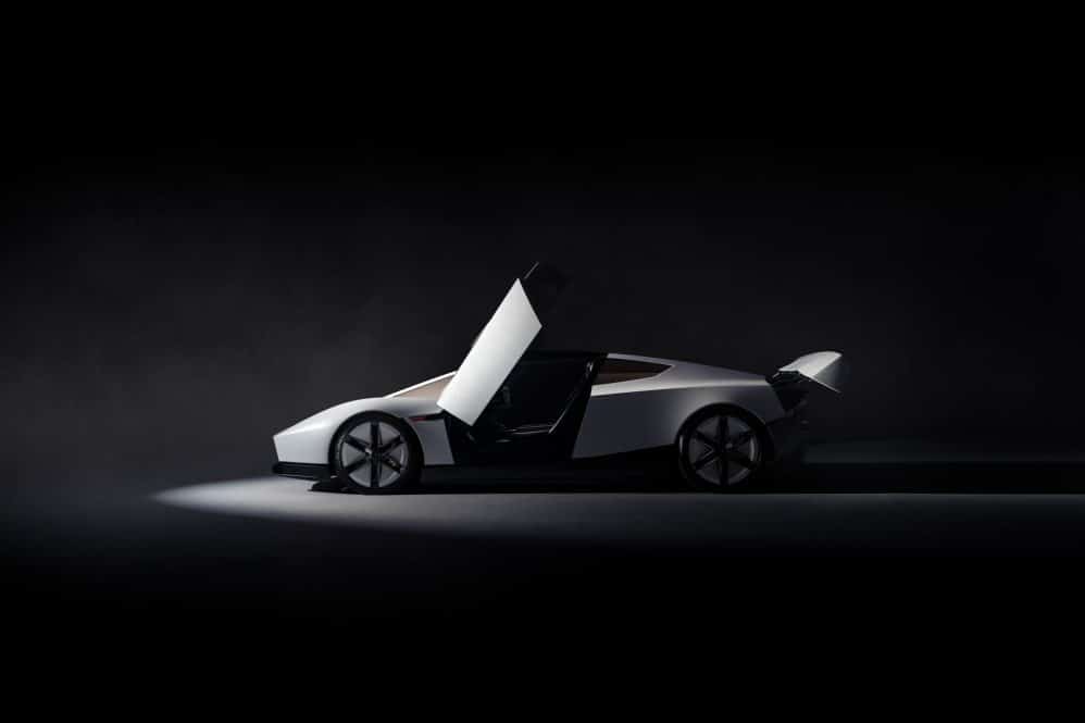 tesla roadster side view with doors open